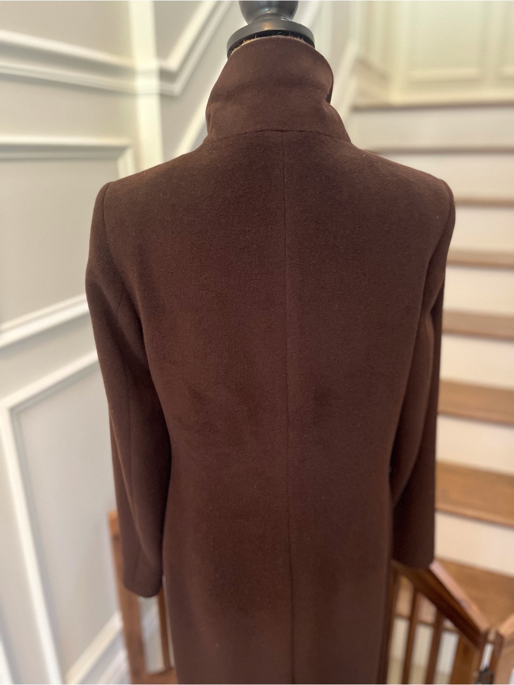 Tombolini Dark Brown Long Wool Coat - Picture 6 of 7